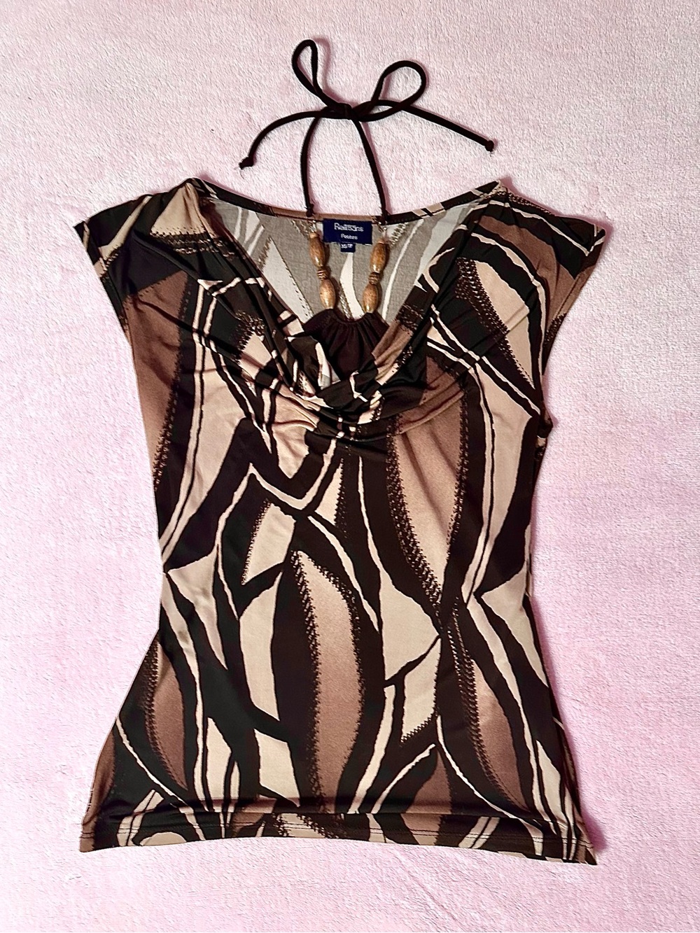 Animal Printed Halter Camisole with Bead Detail